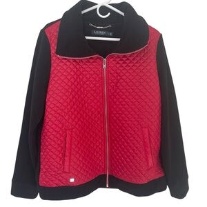 Lauren Ralph Lauren Quilted Front Full Zip Fleece Jacket Size Large EUC‎